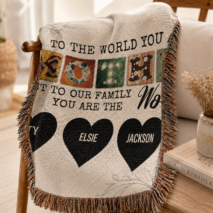 Personalized Woven Blanket for Mom with Kids Names – Custom Mother’s Day Family Throw Blanket