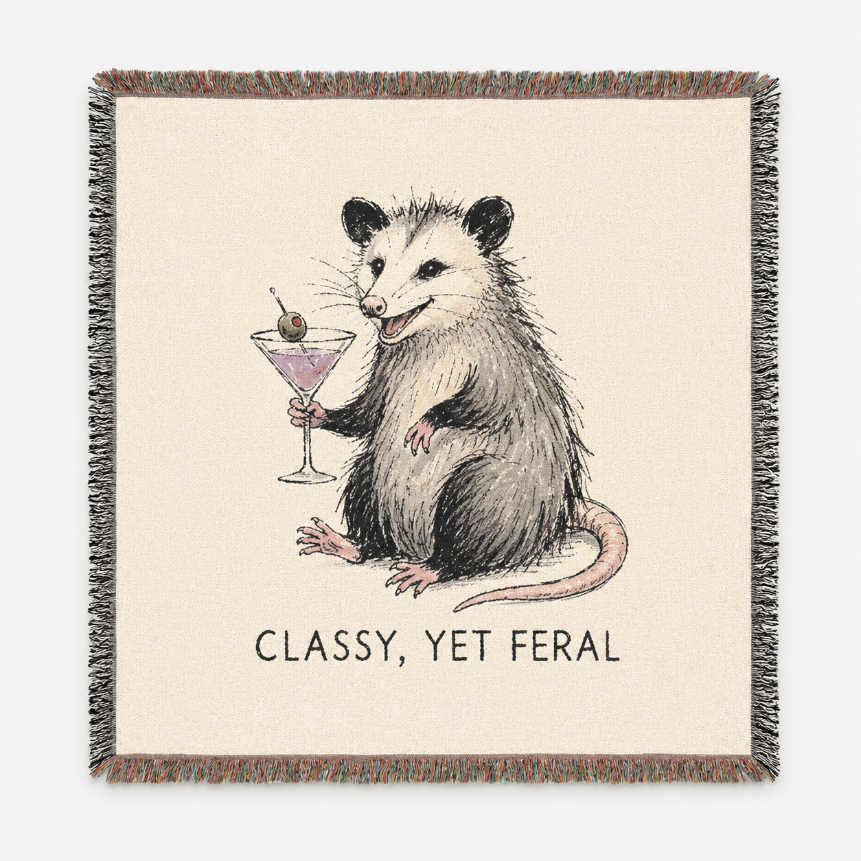 Classy Yet Feral opossum woven blanket product image
