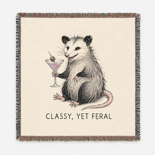 Classy Yet Feral opossum woven blanket product image