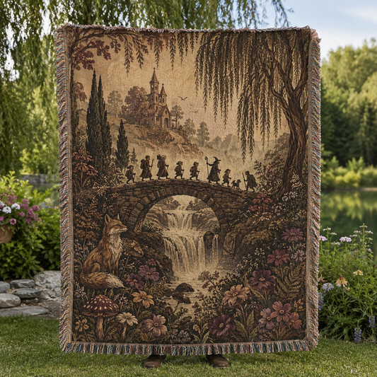 Enchanted woodland journey woven blanket full design view