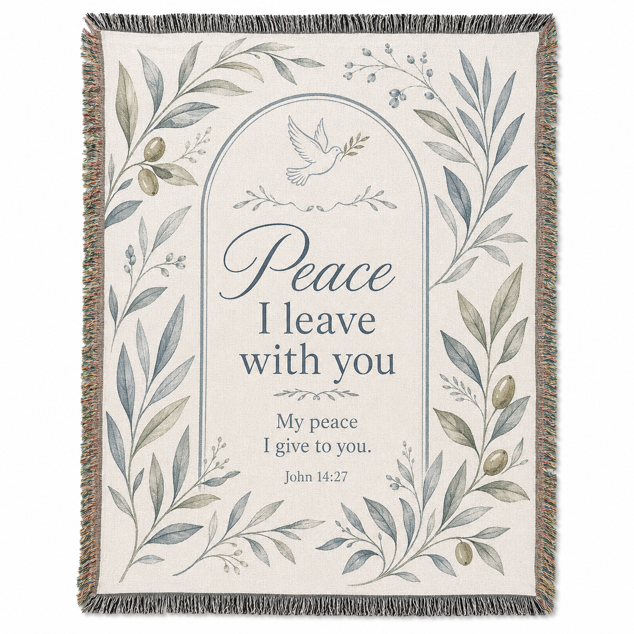 John 14:27 Peace I Leave With You botanical woven blanket main product image