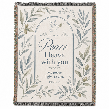 John 14:27 Peace I Leave With You botanical woven blanket main product image
