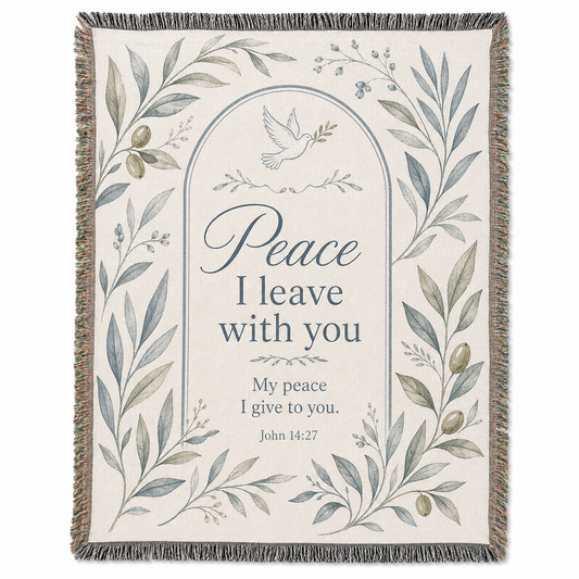John 14:27 Peace I Leave With You botanical woven blanket main product image