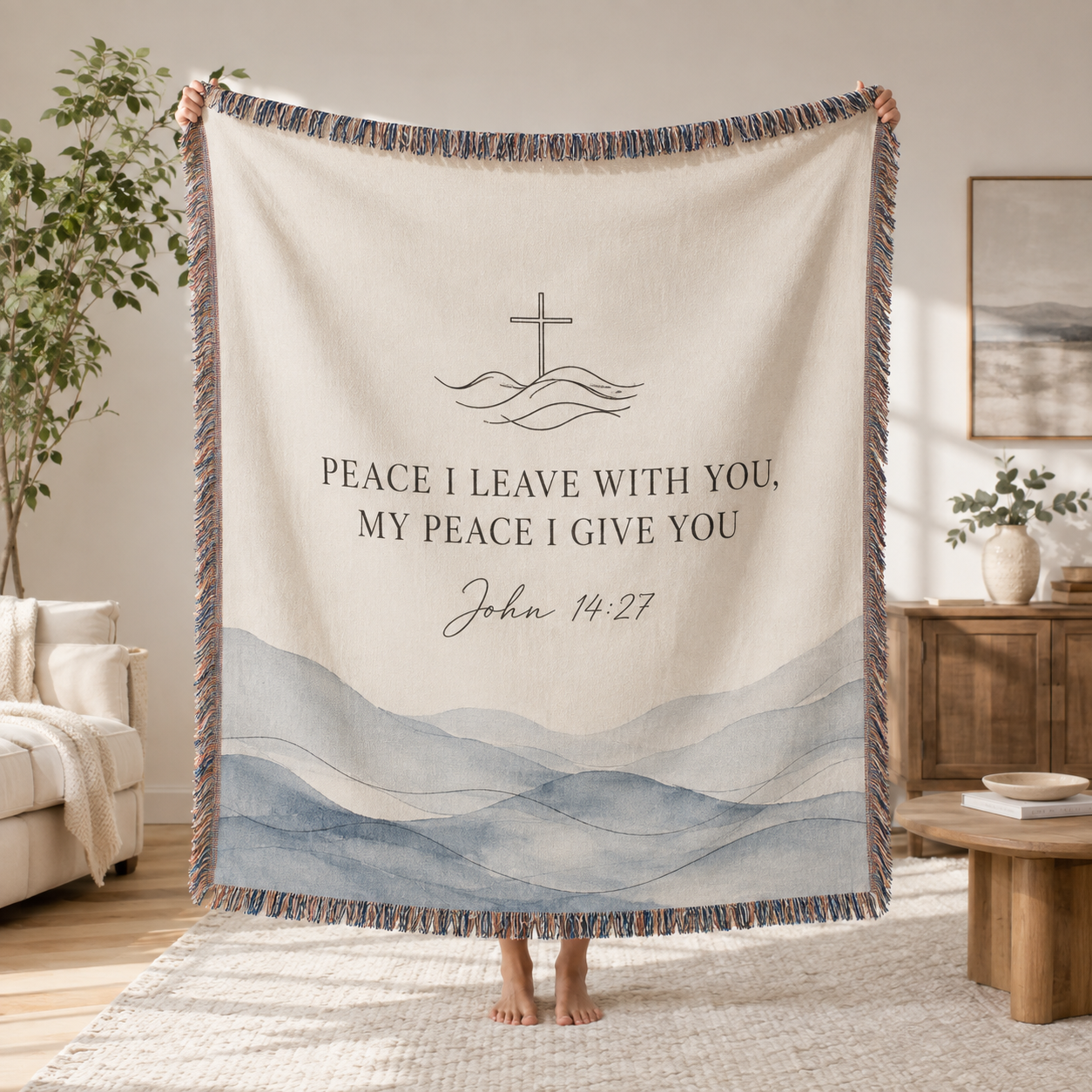 John 14:27 Peace I Leave With You Christian woven blanket main product image
