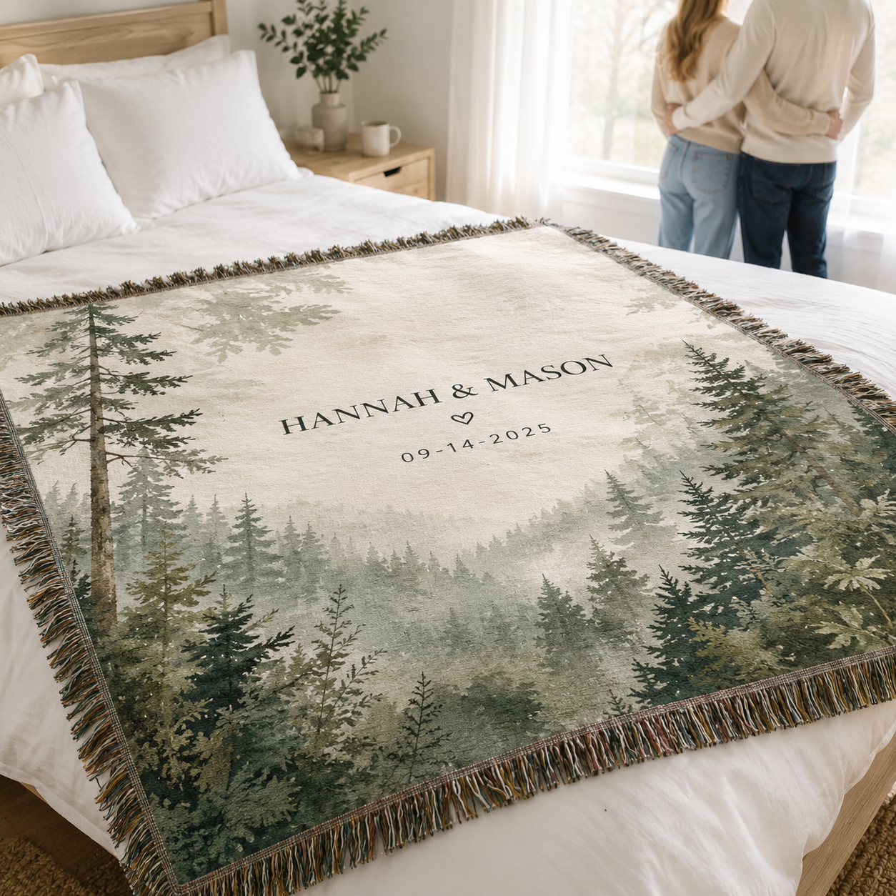 Personalized forest woven blanket lifestyle image