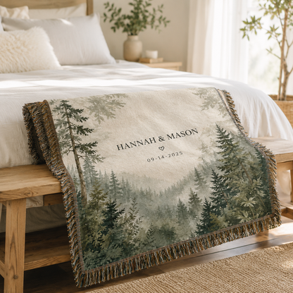 Personalized forest woven blanket bedroom image
