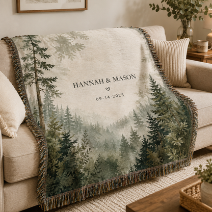 Personalized forest woven blanket sofa image