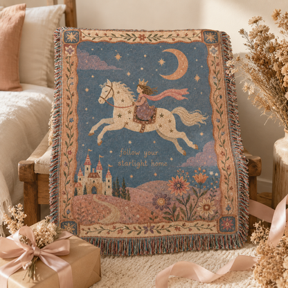 Starlight princess woven blanket styled as a magical gift